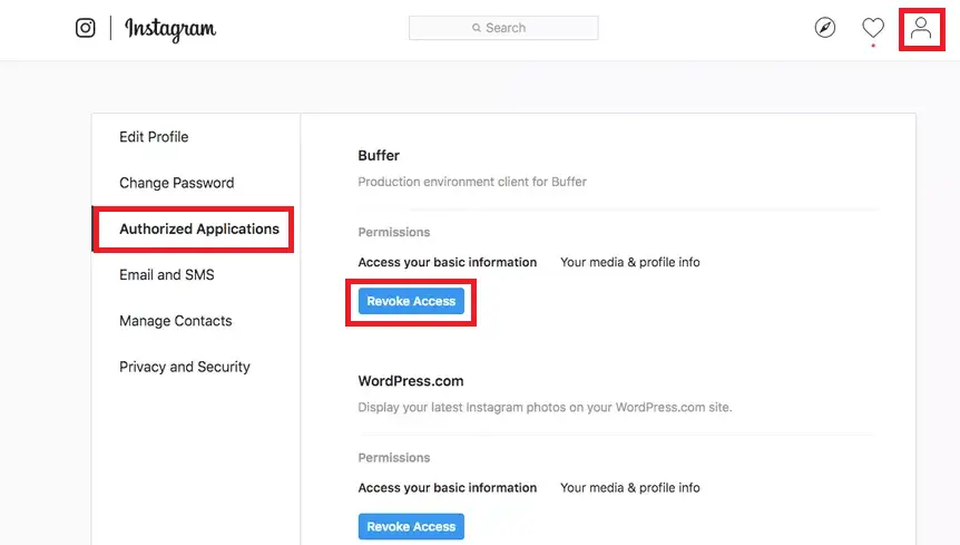 5 Tips to Keep Instagram Account Safe and Private 5 instagram-Authorized-Apps-option