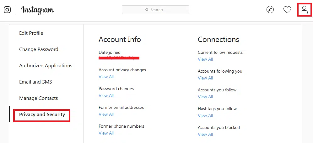 5 Tips to Keep Instagram Account Safe and Private 6 instagram-Privacy-&-Security-option