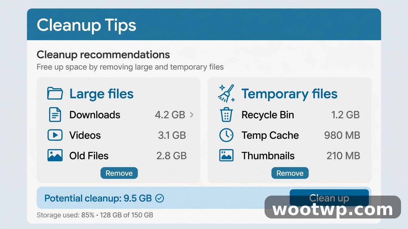 How to Free Up Disk Space on Windows 11: 9 Proven Fixes 3 Cleanup recommendations showing large and temporary files in Windows 11
