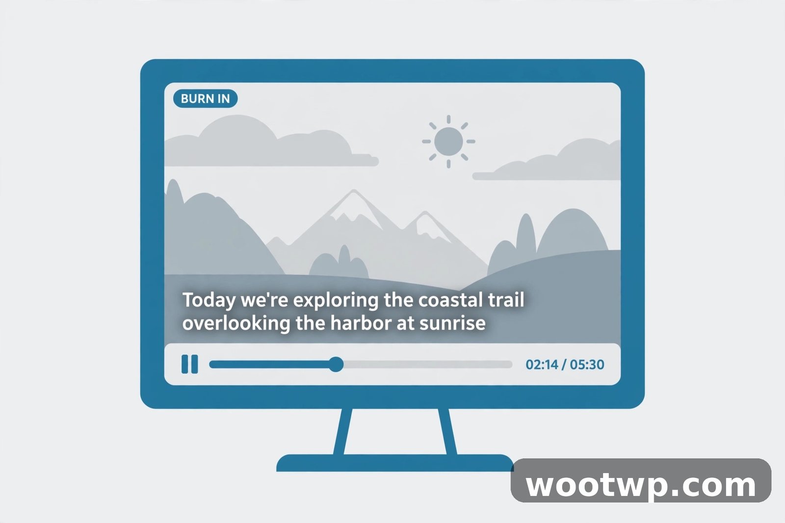 Desktop monitor burning caption text permanently into a video picture