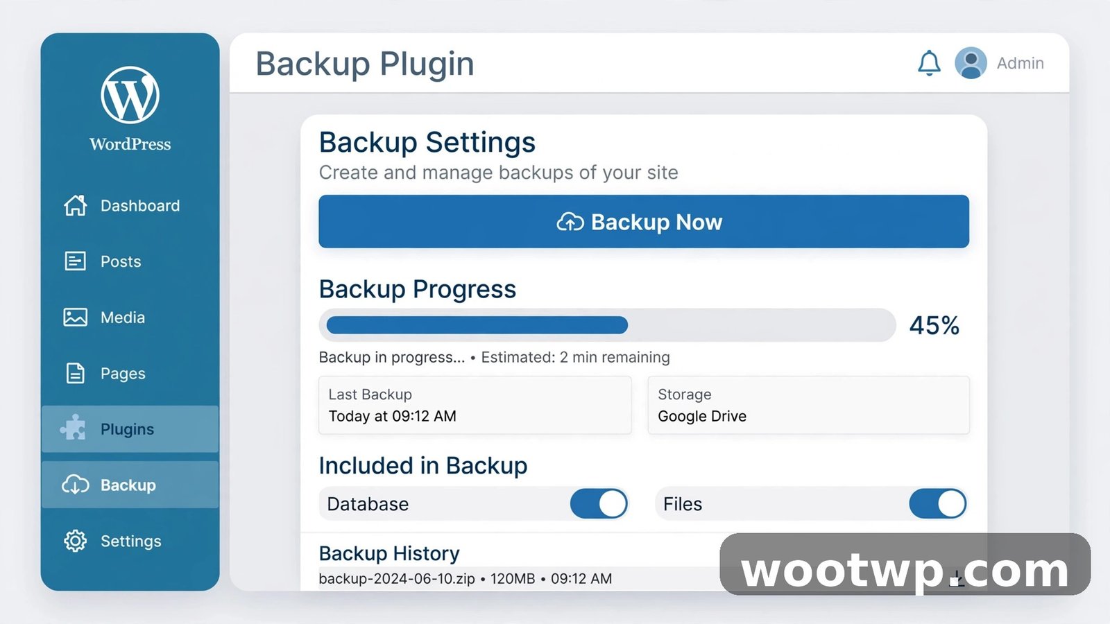 How to backup WordPress site for free with UpdraftPlus backup settings