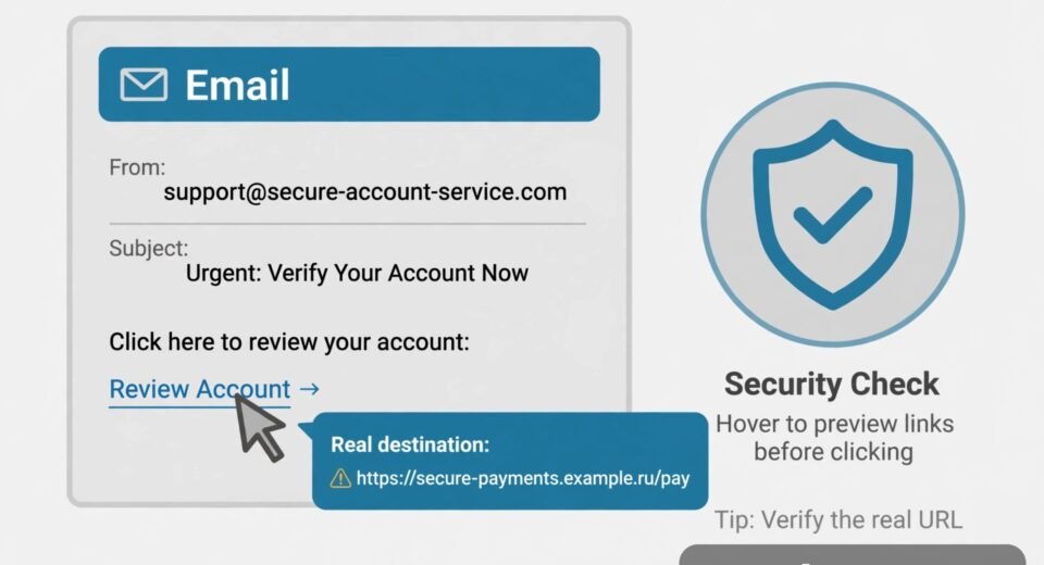 How to Check If a Link Is Safe Before Clicking: 7 Proven Ways 1 How to check if a link is safe before clicking - vector illustration of a cursor inspecting a URL