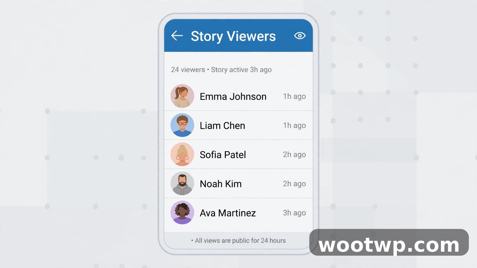 Facebook story viewers list on a phone