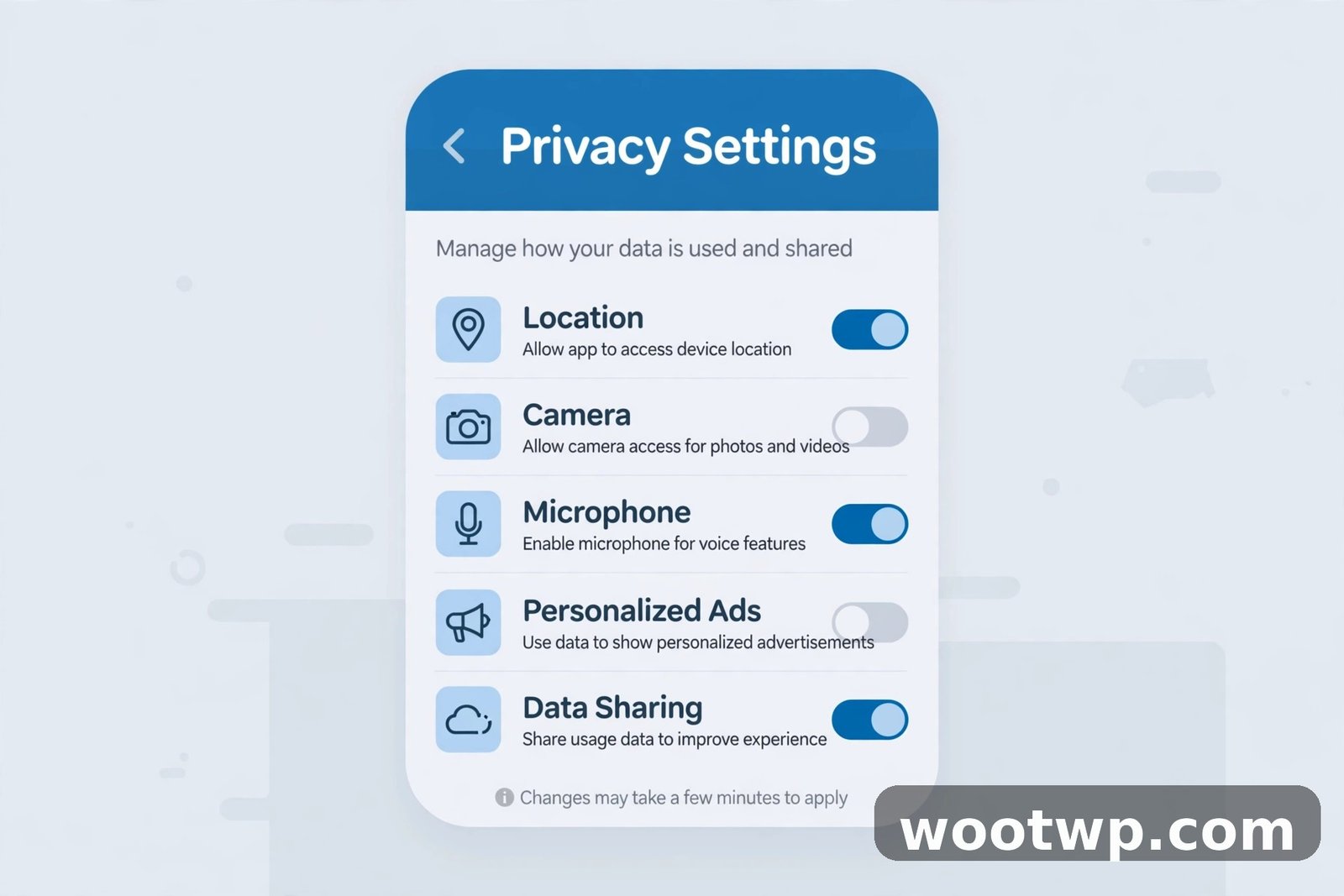 Facebook privacy settings toggles on a phone