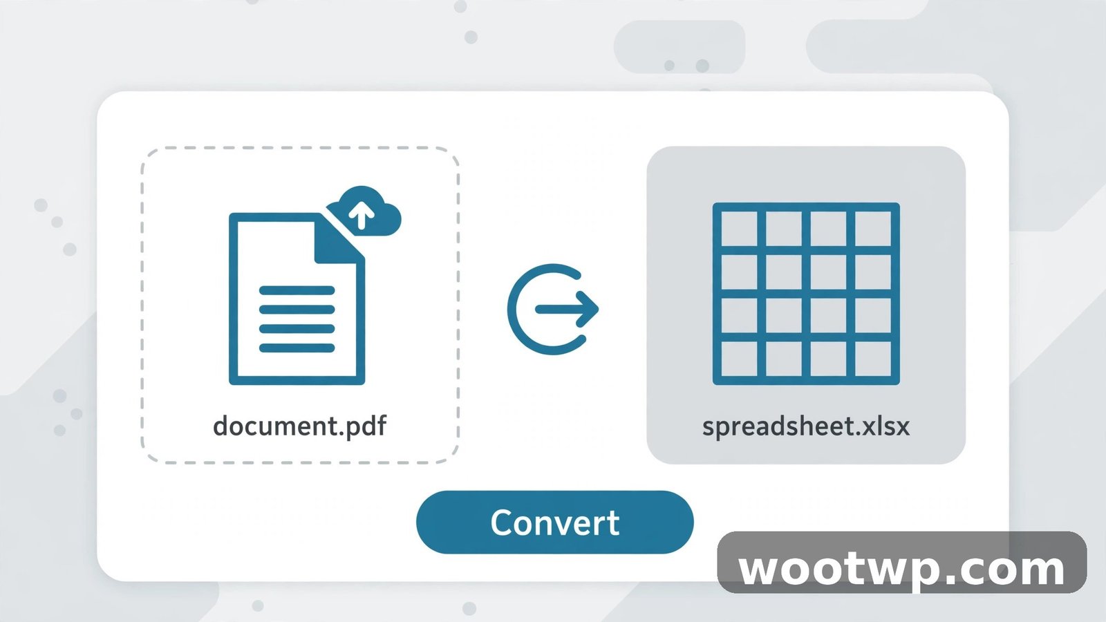 An upload screen converting a document into a spreadsheet