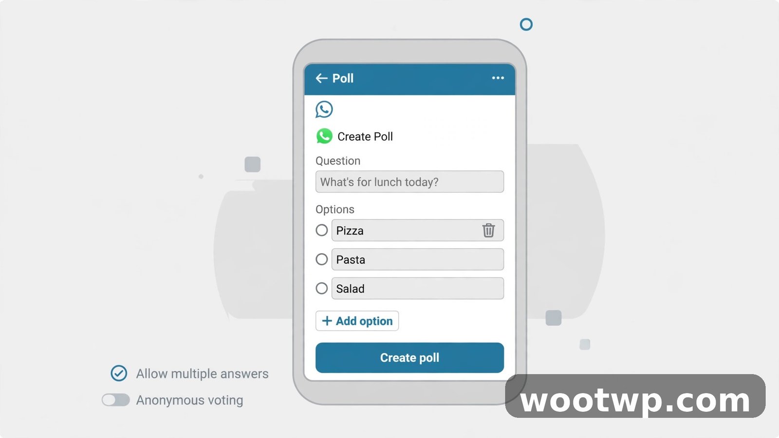 How to create a poll on WhatsApp with a question and answer options