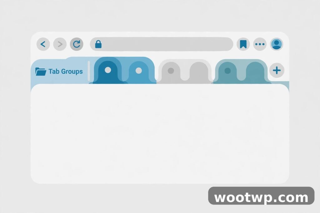 A tidy browser tab bar with grouped color-coded tabs