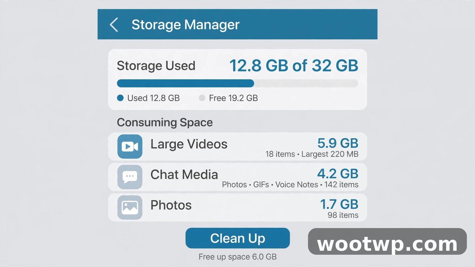 How to Free Up Storage on Android Without Deleting Photos: 7 Easy Fixes 4 WhatsApp storage manager showing large videos and chat media eating phone storage