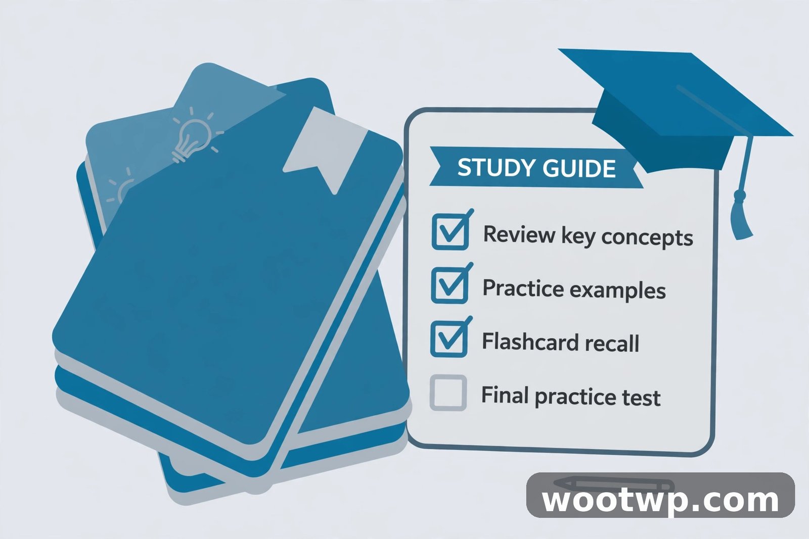Flashcards and a study checklist generated for exam preparation