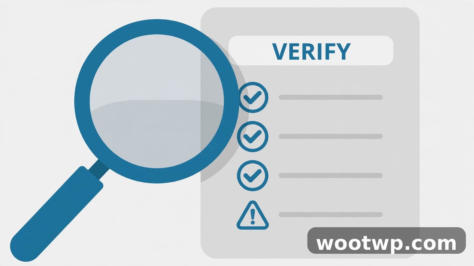 Magnifying glass over a checklist verifying AI-generated facts before trusting them