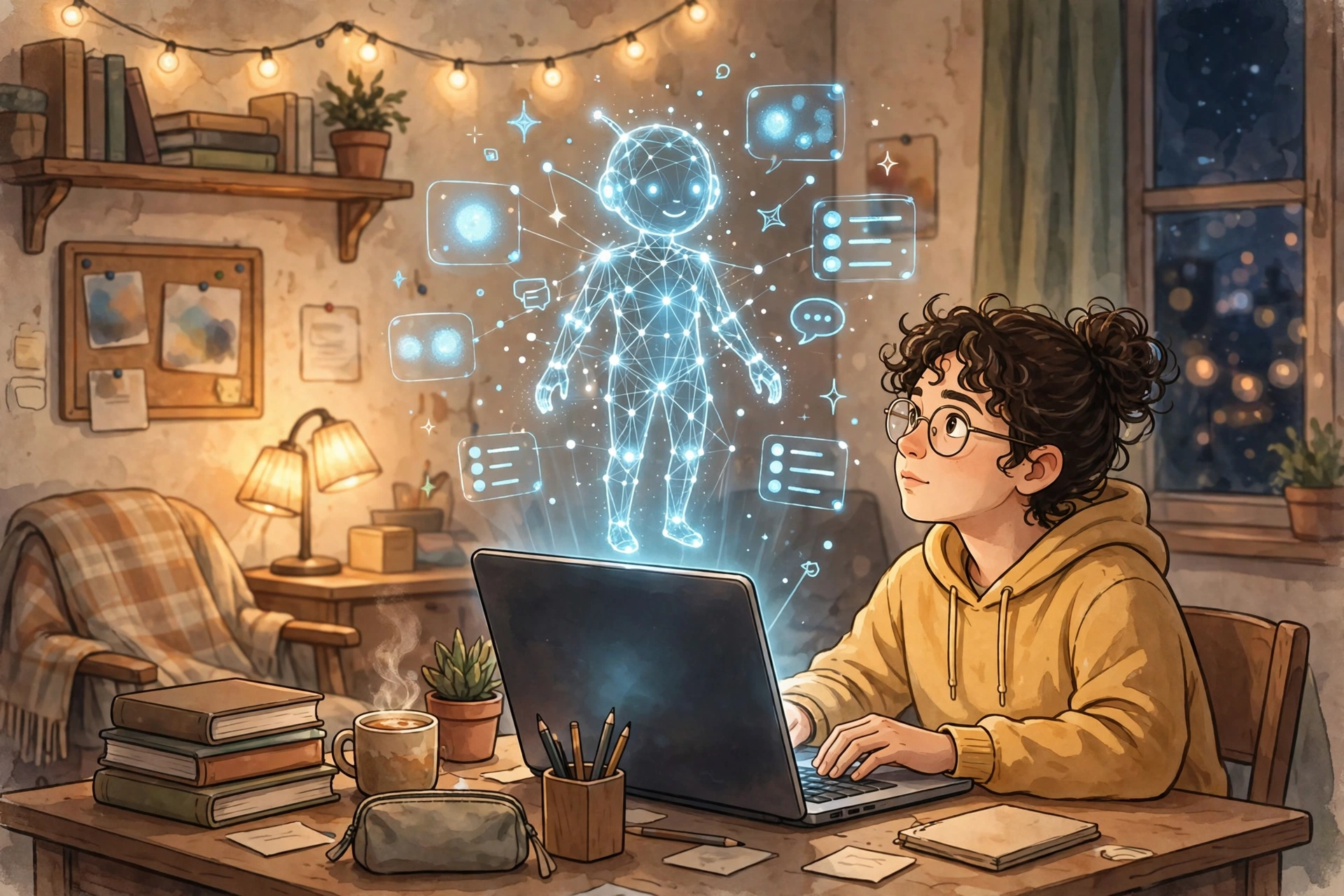 Student using AI assistant for studying