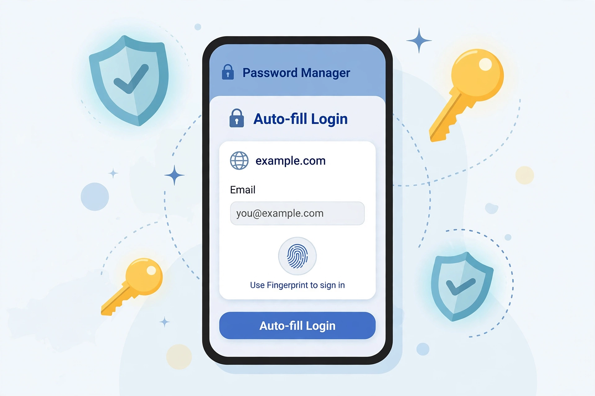 Password manager app with auto-fill login