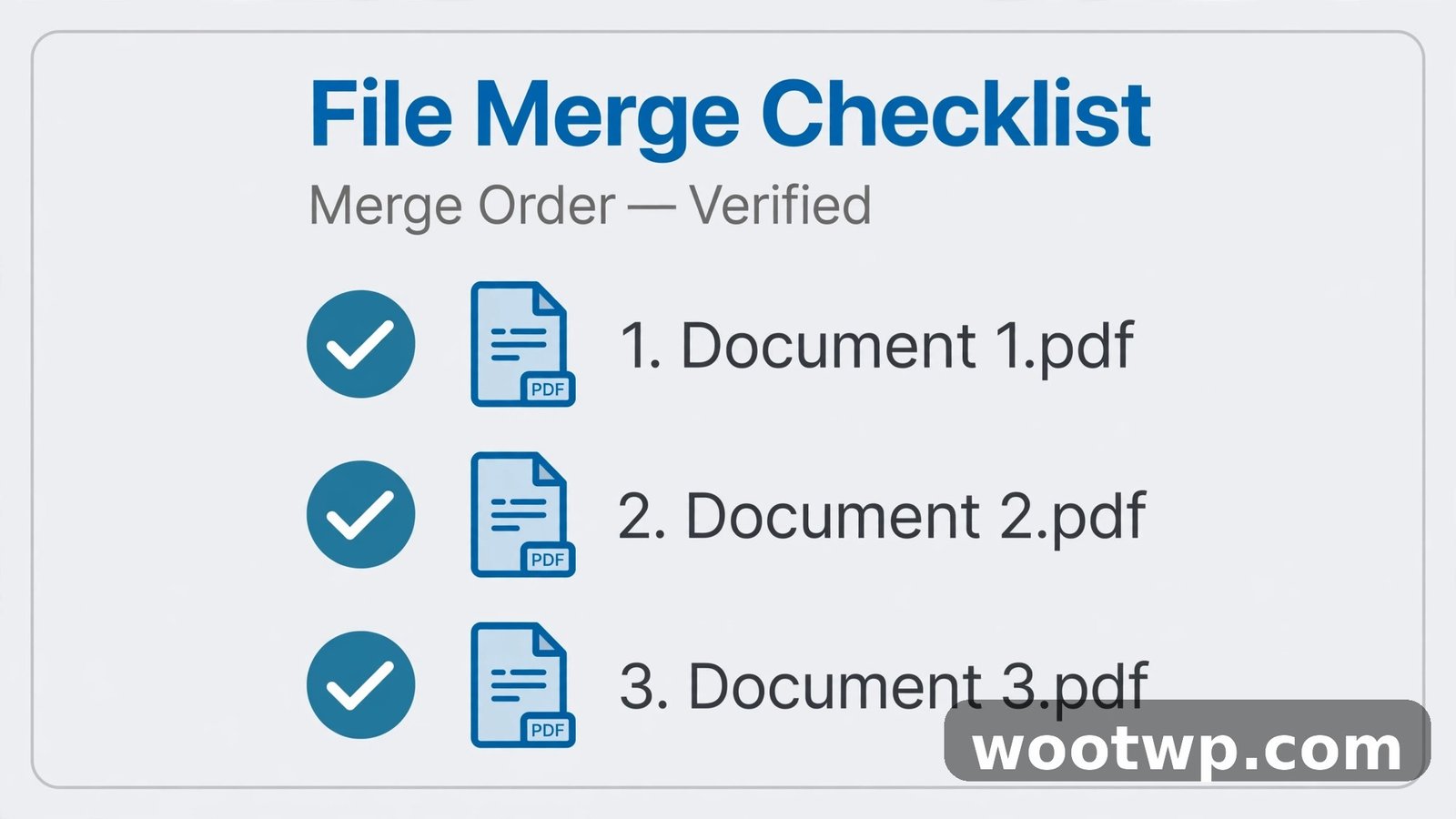 Checklist of numbered PDF files in correct merge order