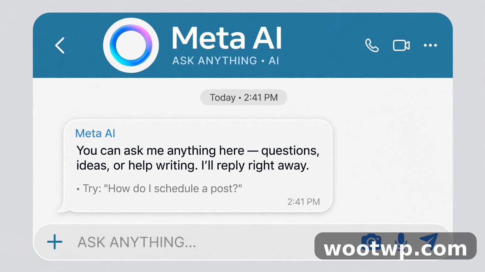 Asking Meta AI a question inside a WhatsApp chat on your phone