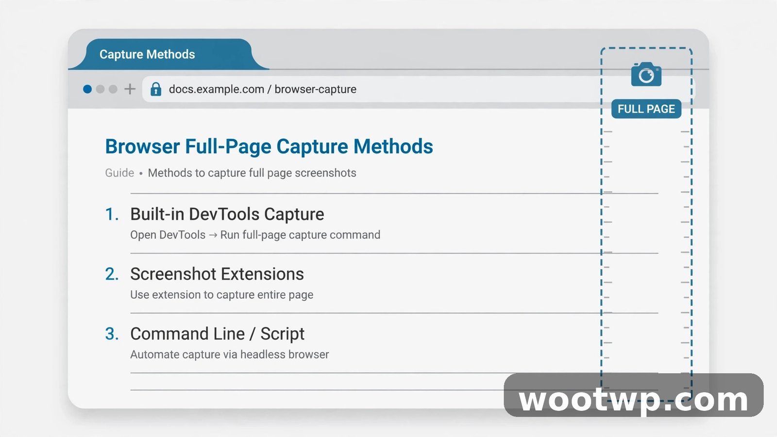 Browser capturing a full scrolling webpage into one screenshot on Windows
