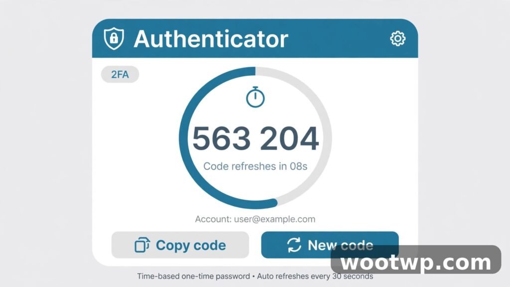 Authenticator app generating a two-factor authentication code for Facebook