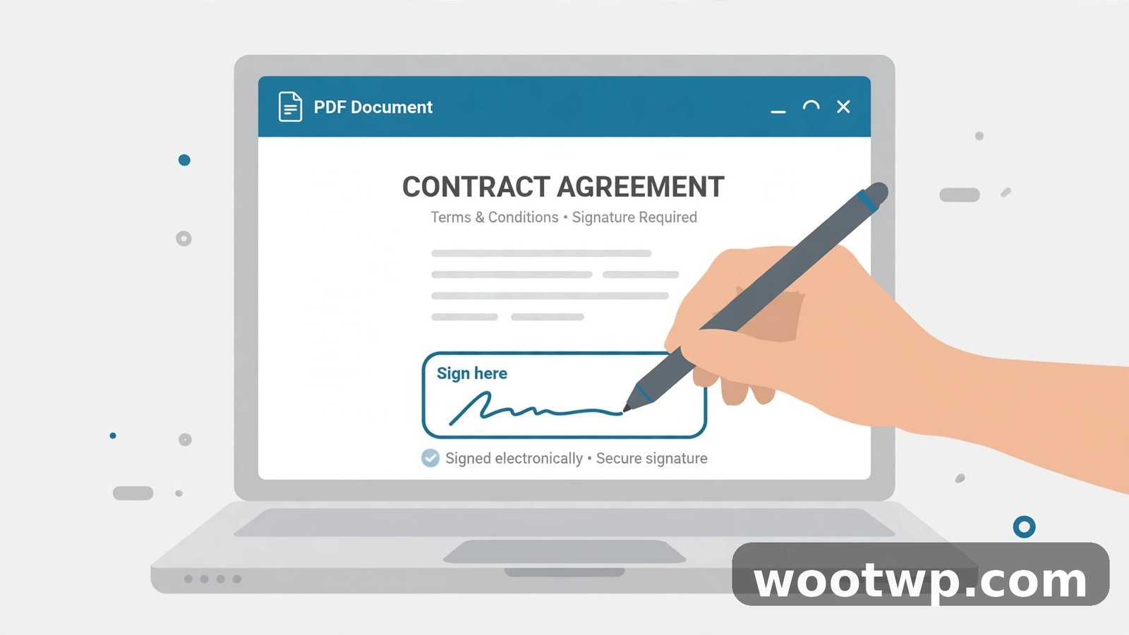 Laptop screen showing how to sign a PDF digitally for free